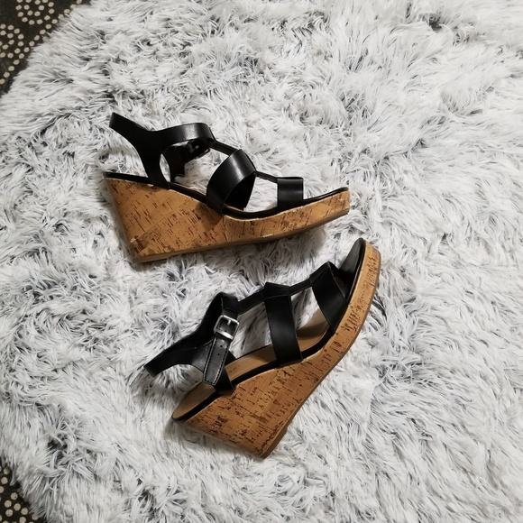 Franco Sarto Mendoza black wedge sandals size 10M - Picture 5 of 8